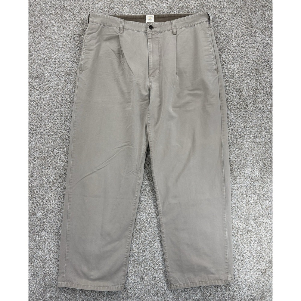 Gap Hudson Chino Pants Mens 38x32 Khaki Pleated Front Wide Leg Cotton Fits 38x30